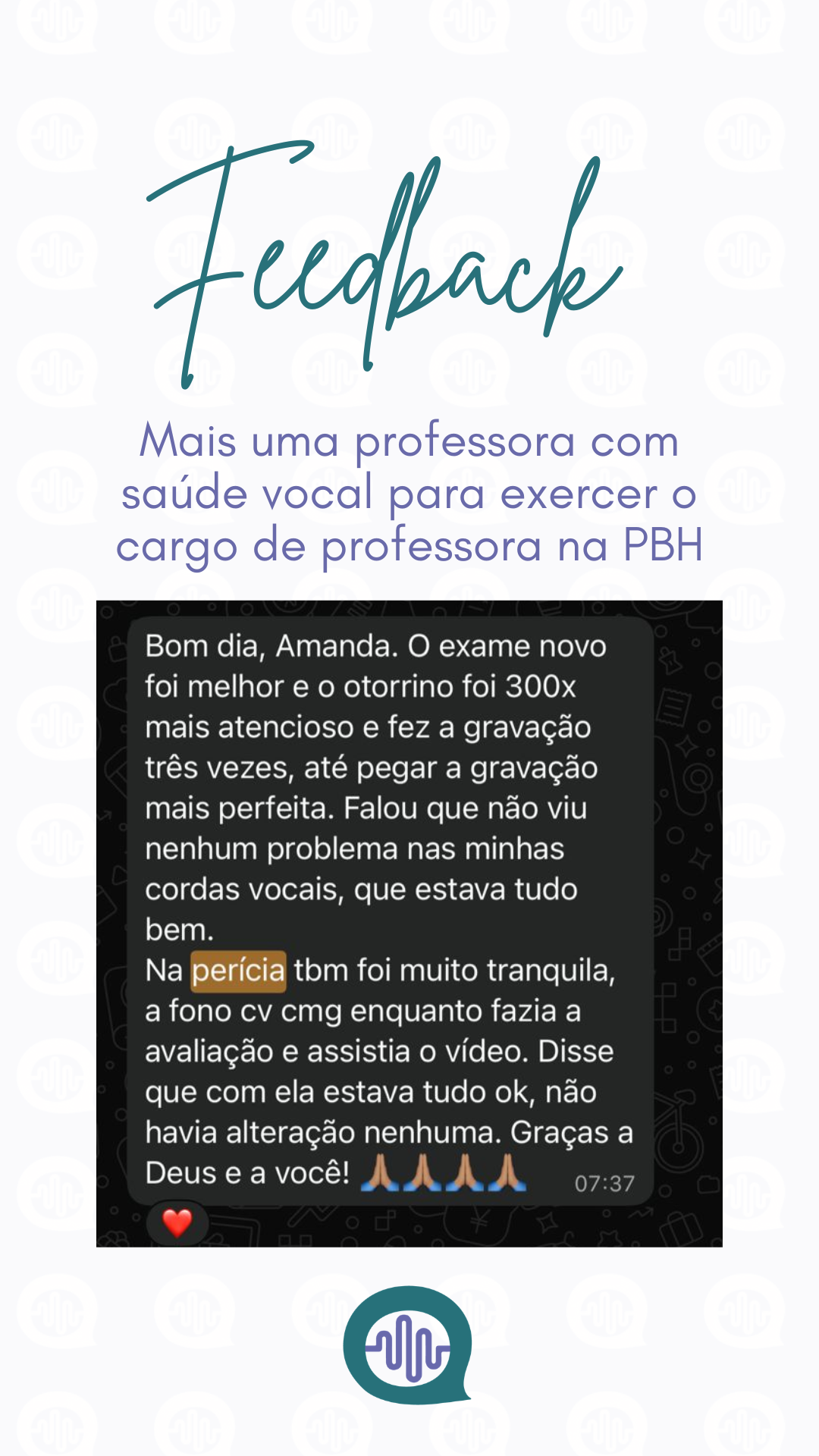 Depoimento de paciente 4 de 9 — avaliação via WhatsApp